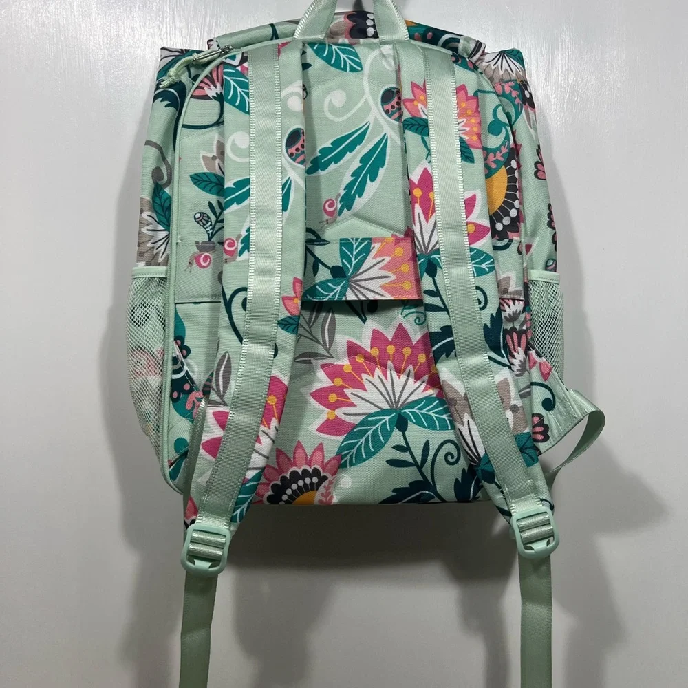 Vera‎ Bradley green abstract floral print nylon backpack tech sleeve